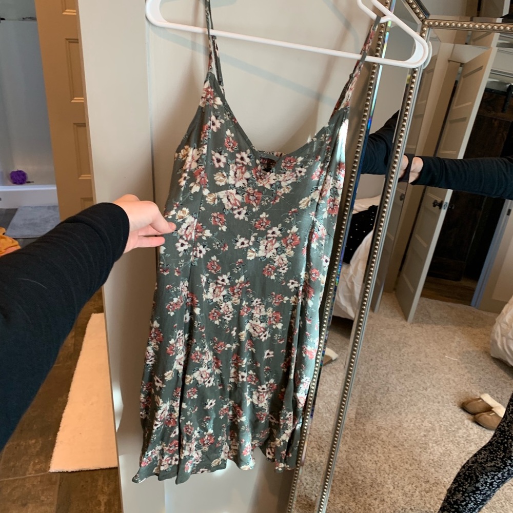 Floral olive green dress